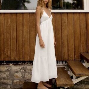 ZARA NWT White Summer Dress Camisole Seashell Strappy Tiered Midi/Maxi Dress